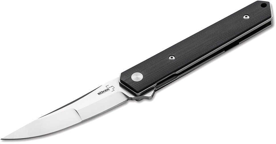 Boker Knives Plus Folding Knife Kwaiken Duplex Flipper, 3 1/2" VG-10 Satin Blade, Black G10 Handle