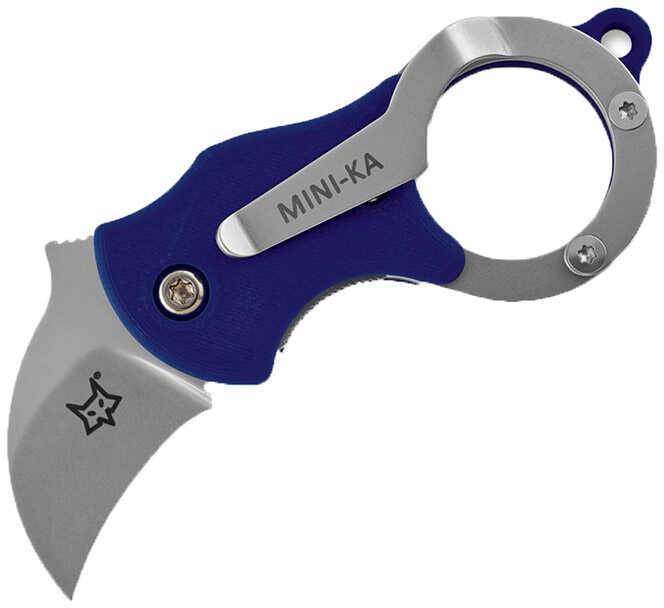 Boker Knives Fox Folding Knife Mini-Ka Karambit 1" Bead Blast Blade Blue FRN Handle