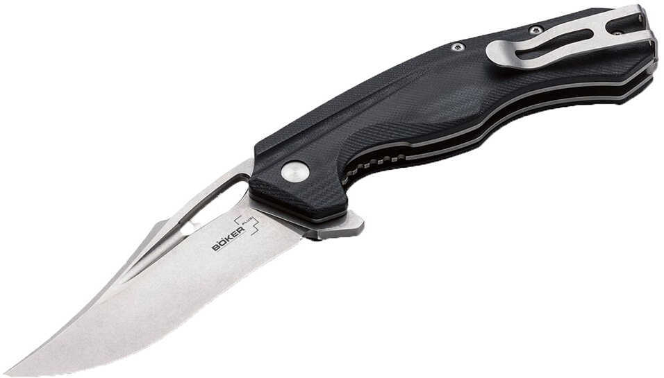 Boker Knives Plus Folding Knife Masada Flipper, 3 5/8" D2 Stonewashed Blade, Black G10 Handle