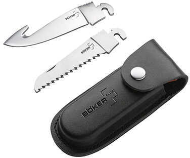 Boker Knives Plus Folding Knife Optima Hunting Set with Gut Hook, Saw Blade, and Leather Sheath