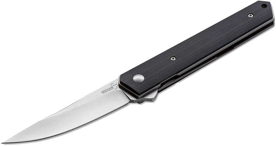 Boker Knives Plus Folding Knife Kwaiken Flipper, 3 1/2" VG-10 Satin Blade, Black G10 Handle