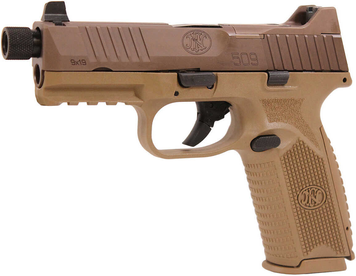 FNH FN-509 Tactical 9mm Luger Semi Auto Pistol 4.5" Threaded Barrel 10 Rounds Ambidextrous Controls Night Sights Flat Dark Earth Polymer Frame