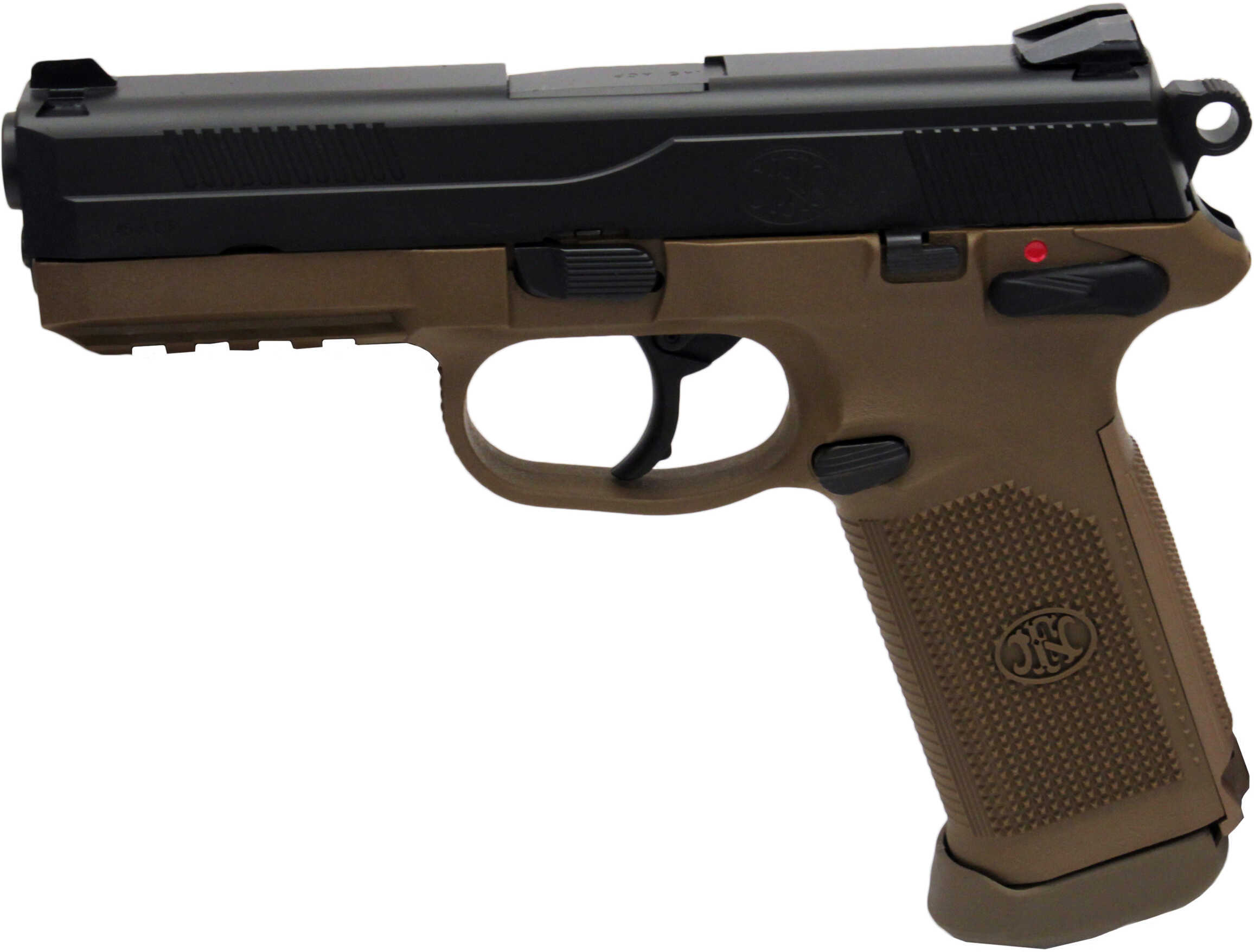 FNH FNX-45 45 ACP USG Double Action/ Single Manual Safety 15 Round 4.5" Barrel Flat Dark Earth Frame Black Slide Semi Automatic Pistol 66964