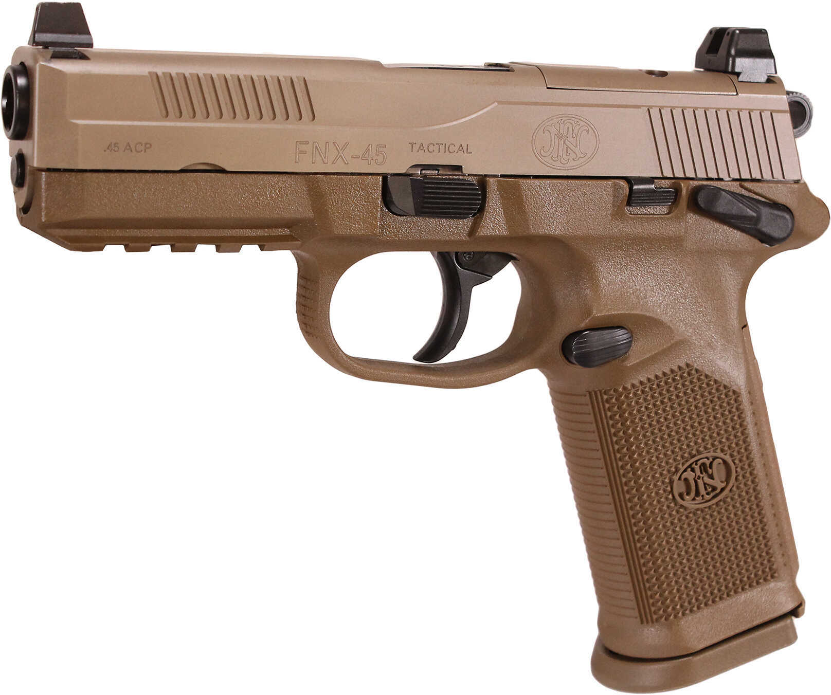 FN FNX-45 Tactical Semi Automatic Handgun .45 ACP 5.3" Threaded Barrel 10 Rounds Flat Dark Earth