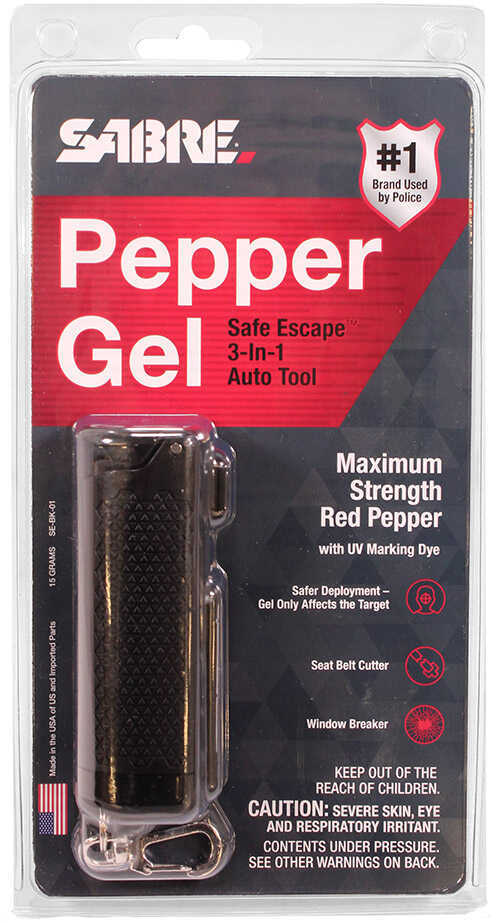 Sabre Pepper Gel, Belt Cutter, and Window Breaker, Black