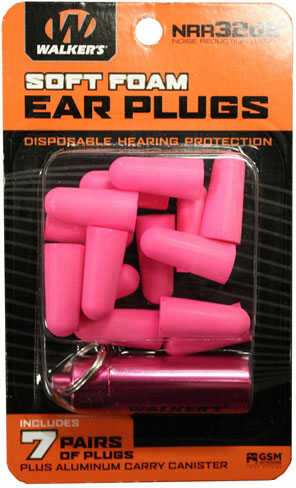 Walkers Game Ear Plug Foam 7 Pairs Pink Includes Case GWP-PLGCAN-PK
