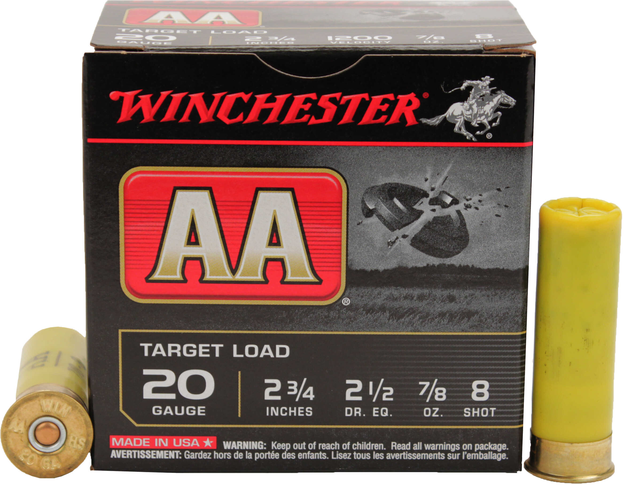 20 Gauge 2-3/4" Lead #8 7/8 oz 25 Rounds Winchester Shotgun Ammunition