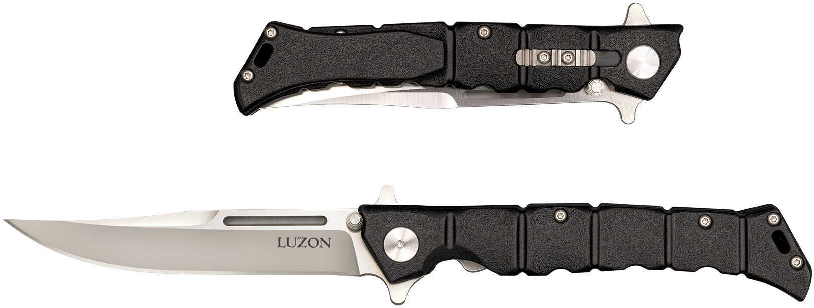 Cold Steel Luzon Flipper Folding Knife Medium, 4" Plain Blade, Black GFN Handle