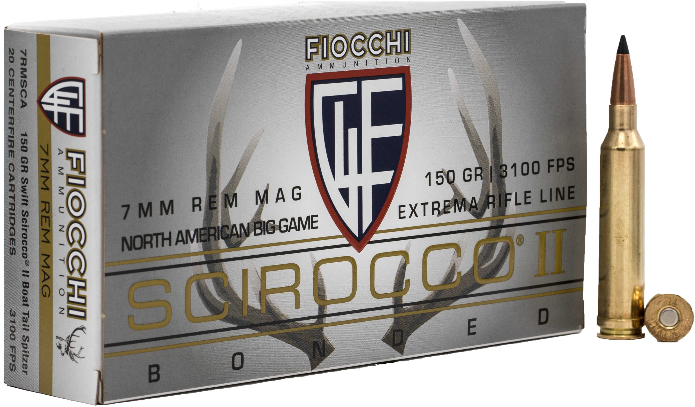 7mm Remington Magnum 20 Rounds Ammunition Fiocchi Ammo 150 Grain Scirocco II