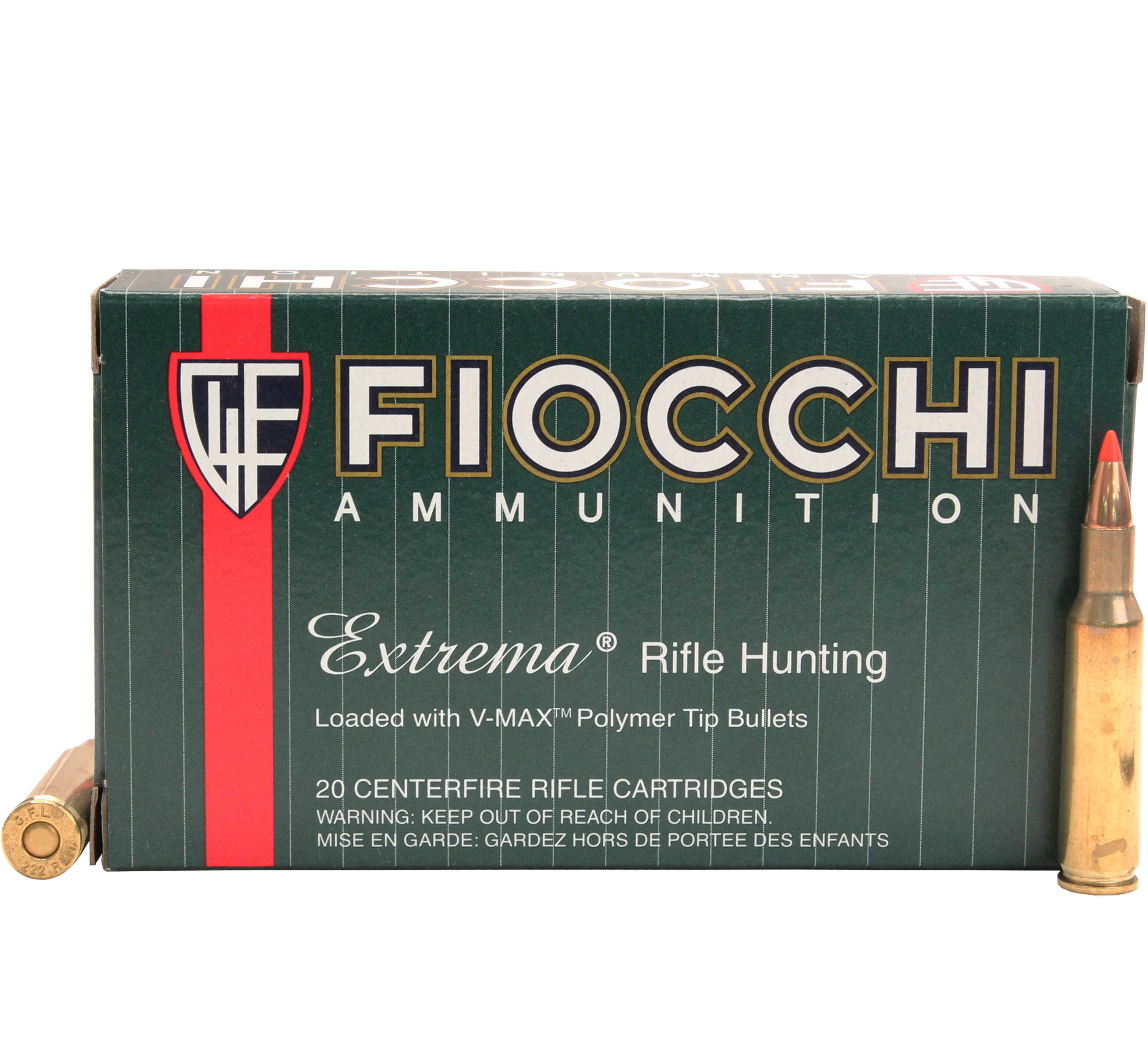 222 Remington 20 Rounds Ammunition Fiocchi Ammo 50 Grain V-Max