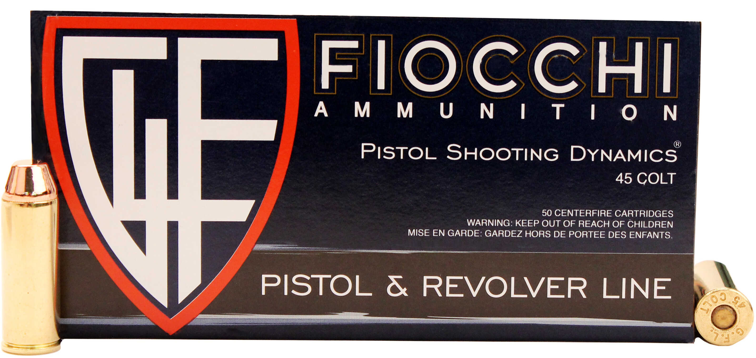 45 Colt 50 Rounds Ammunition Fiocchi Ammo 225 Grain Full Metal Jacket