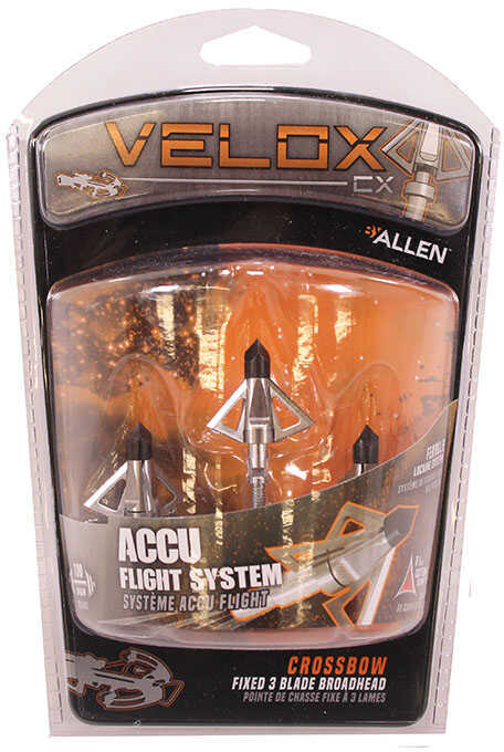 Allen Cases Broadheads Velox FS Crossbow, 1 1/4" Cutting Diameter, 100 Grains, Package of 3