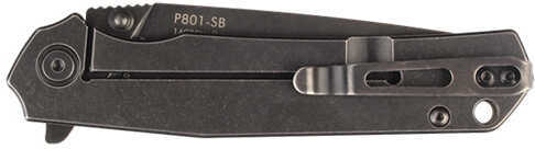 RUIKE Knives Flipper P801 Folding Knife 3.46" 14C28N Stonewashed Blade Black Handle