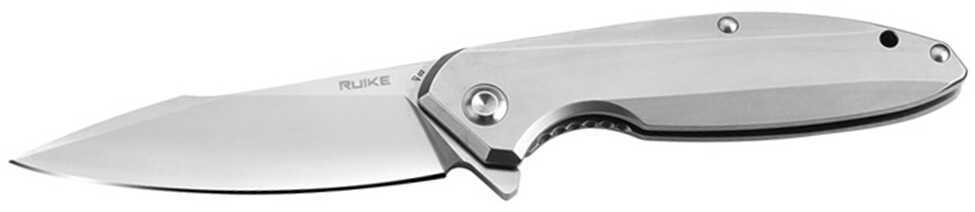 RUIKE Knives Frame Lock P128 Folding Knife 3.60" 14C28N Blade, Silver Handle