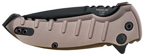 Hogue Grips X1-Microflip Folding Knife Black Plain Drop Point Blade 2.75" Aluminum FDE 24177