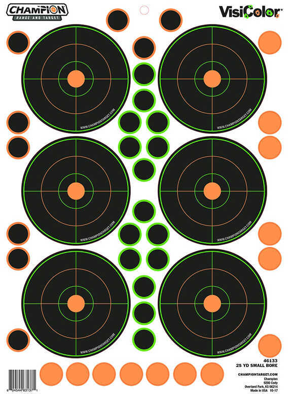 Champion Traps and Targets Peel Stick 25 Yards Small Bore with 90 Pastors Package of 5