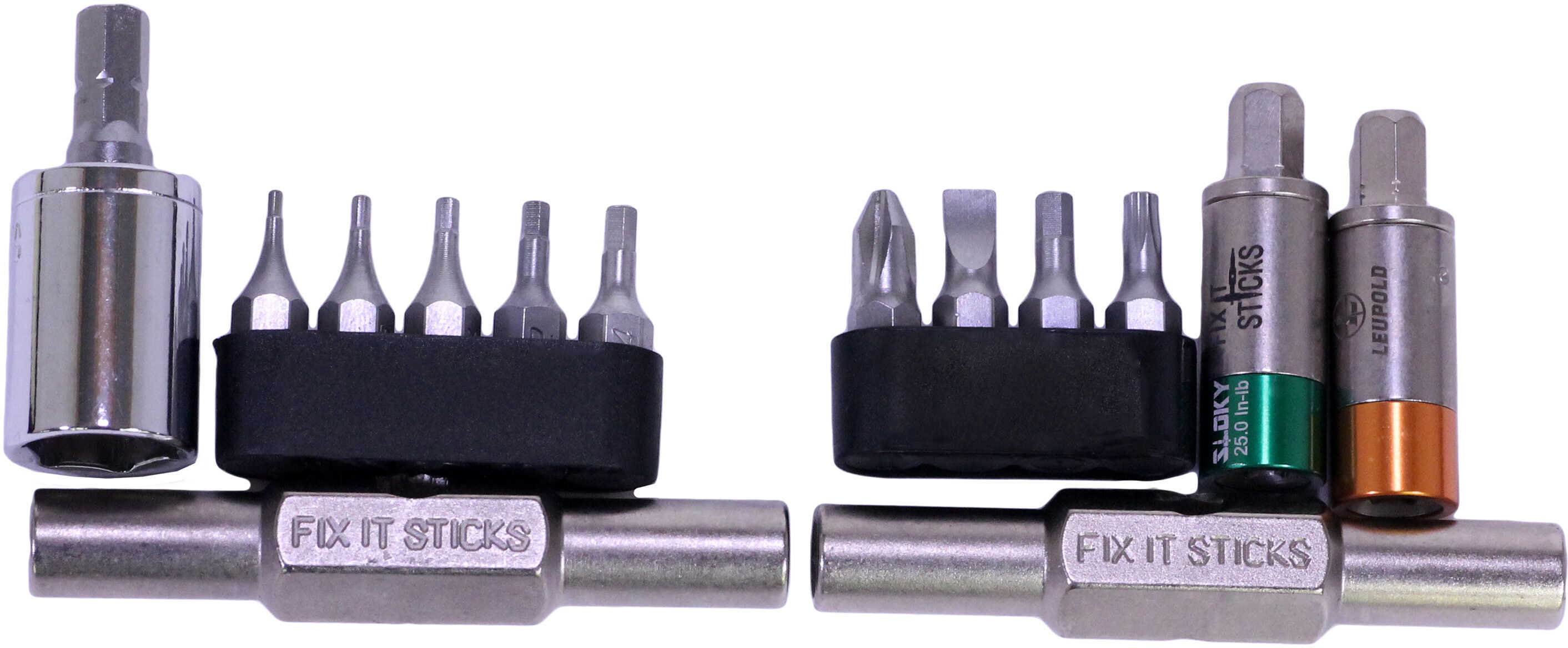 Leupold Fix-It Sticks Hunter Kit Hex/Torx/Philips Flat Bits 1/4"-1/2" Socket Mount Adapter 25in-lb & 45in-lb Torque Limi