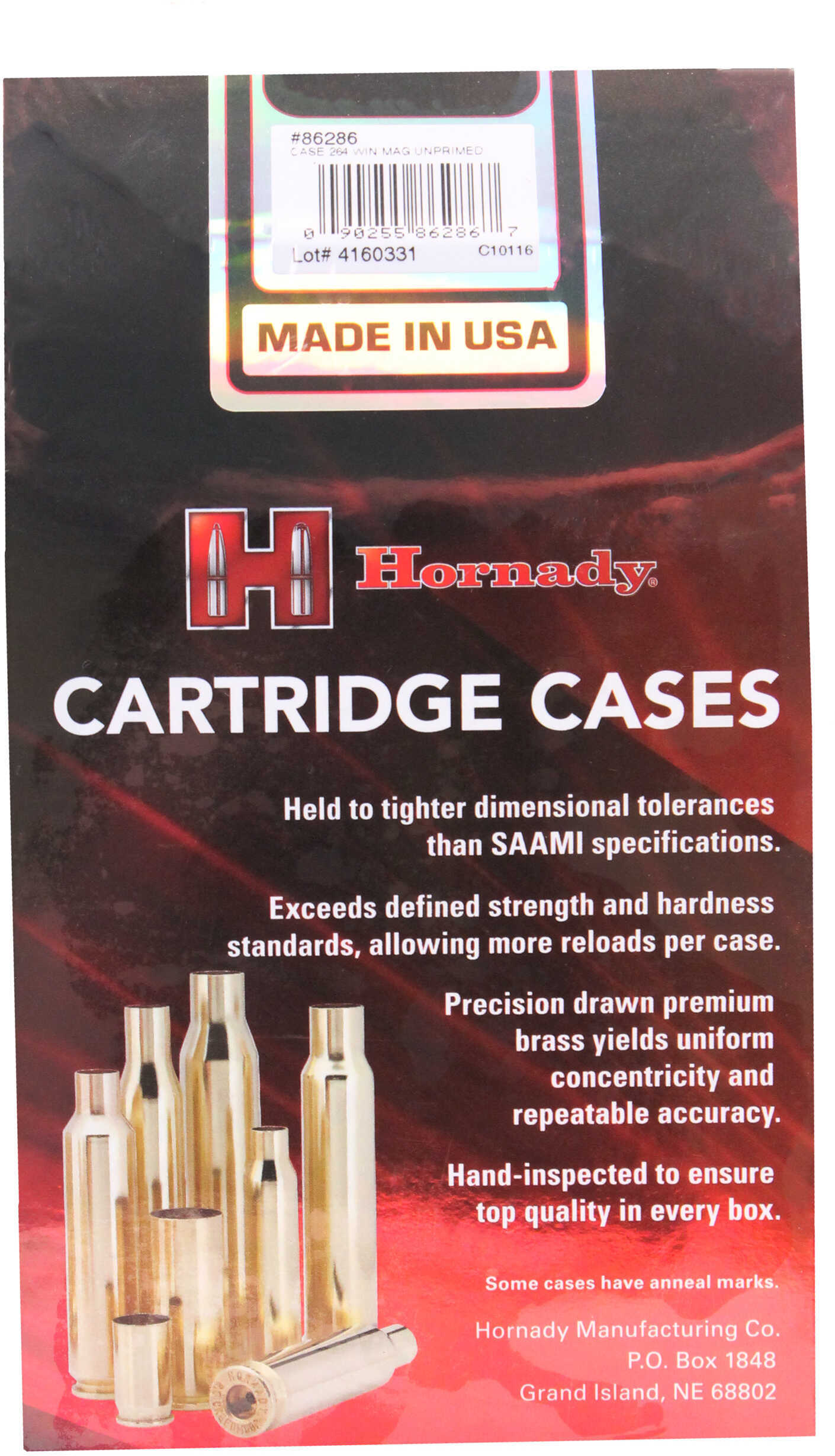 Hornady Unprimed Brass 264 Winchester Magnum, Per 50 Md: 86286