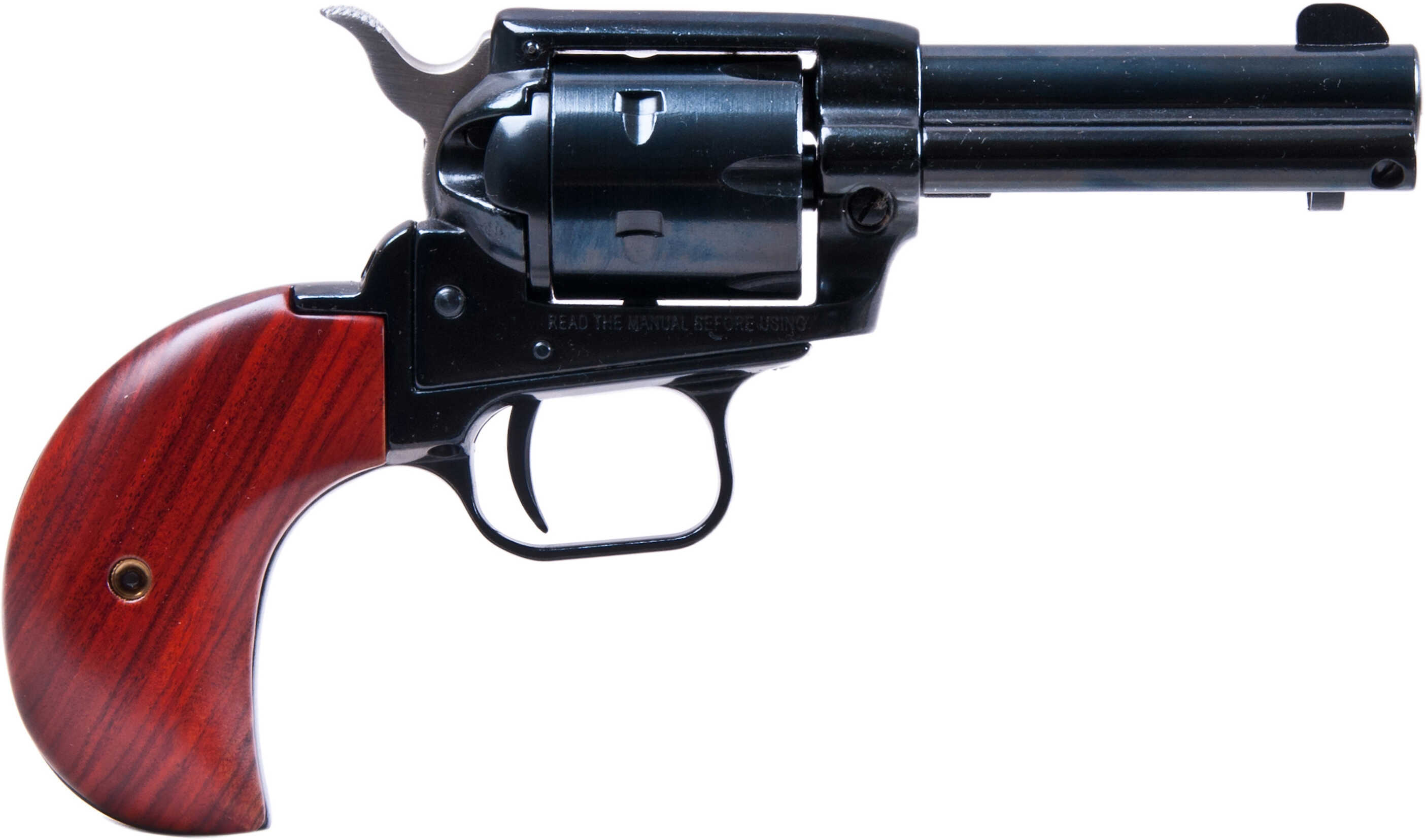 Heritage Rough Rider Revolver Single Action Army 22LR And 22WMR 3.75" Barrel Alloy Blue Wood 6 Round Bird's Head Grips Fired Case Right Hand Fixed Sights