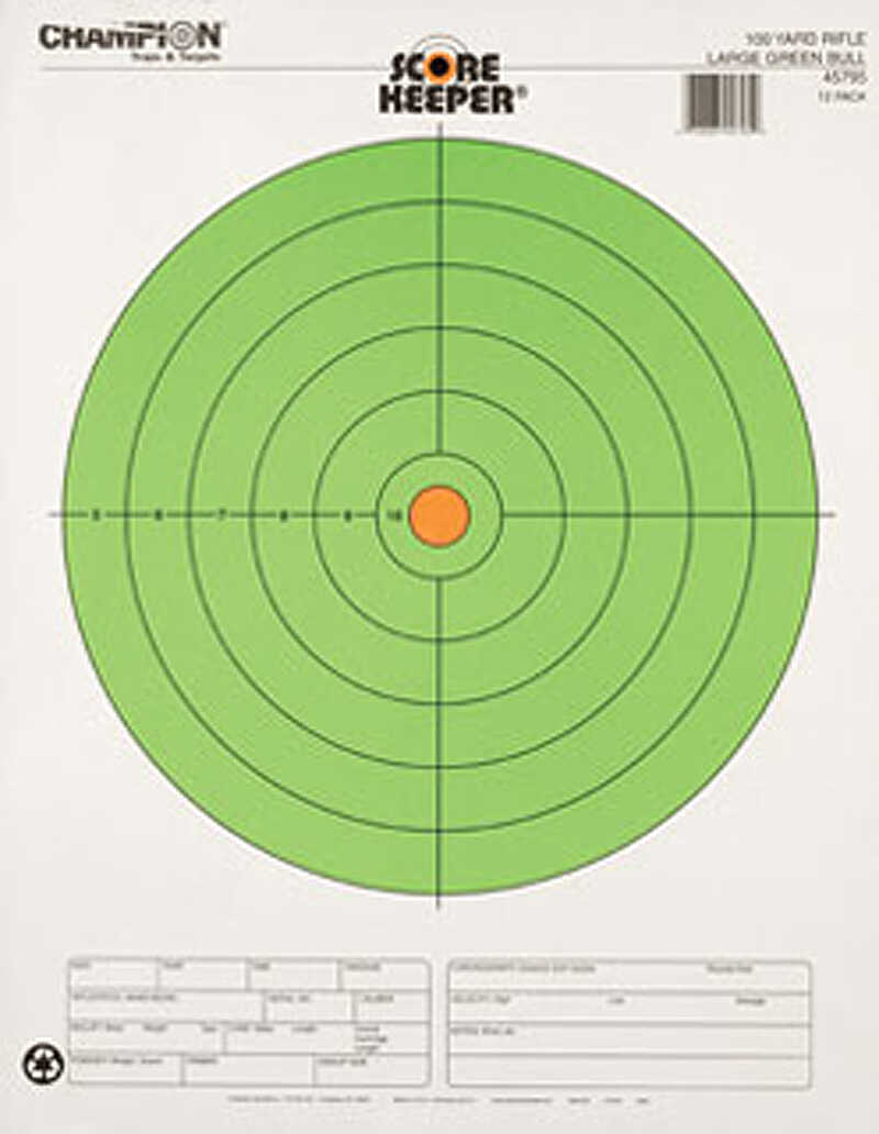 Champion Traps and Targets 100 Yard Large Green Bullseye (Per 12) 45795