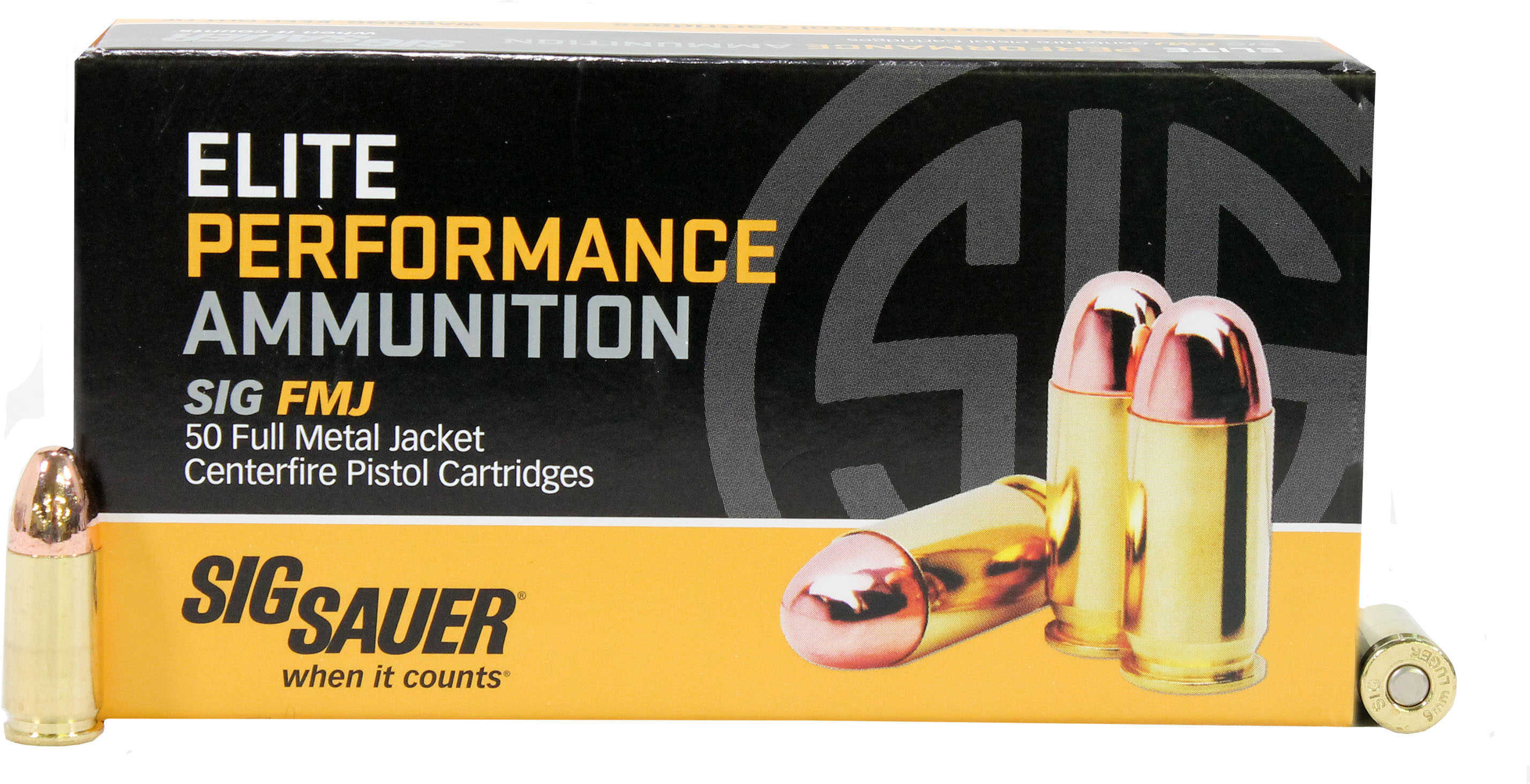 Sig Sauer Elite Ball 9mm Luger 124 gr Full Metal Jacket (FMJ) Ammo 50 Round Box