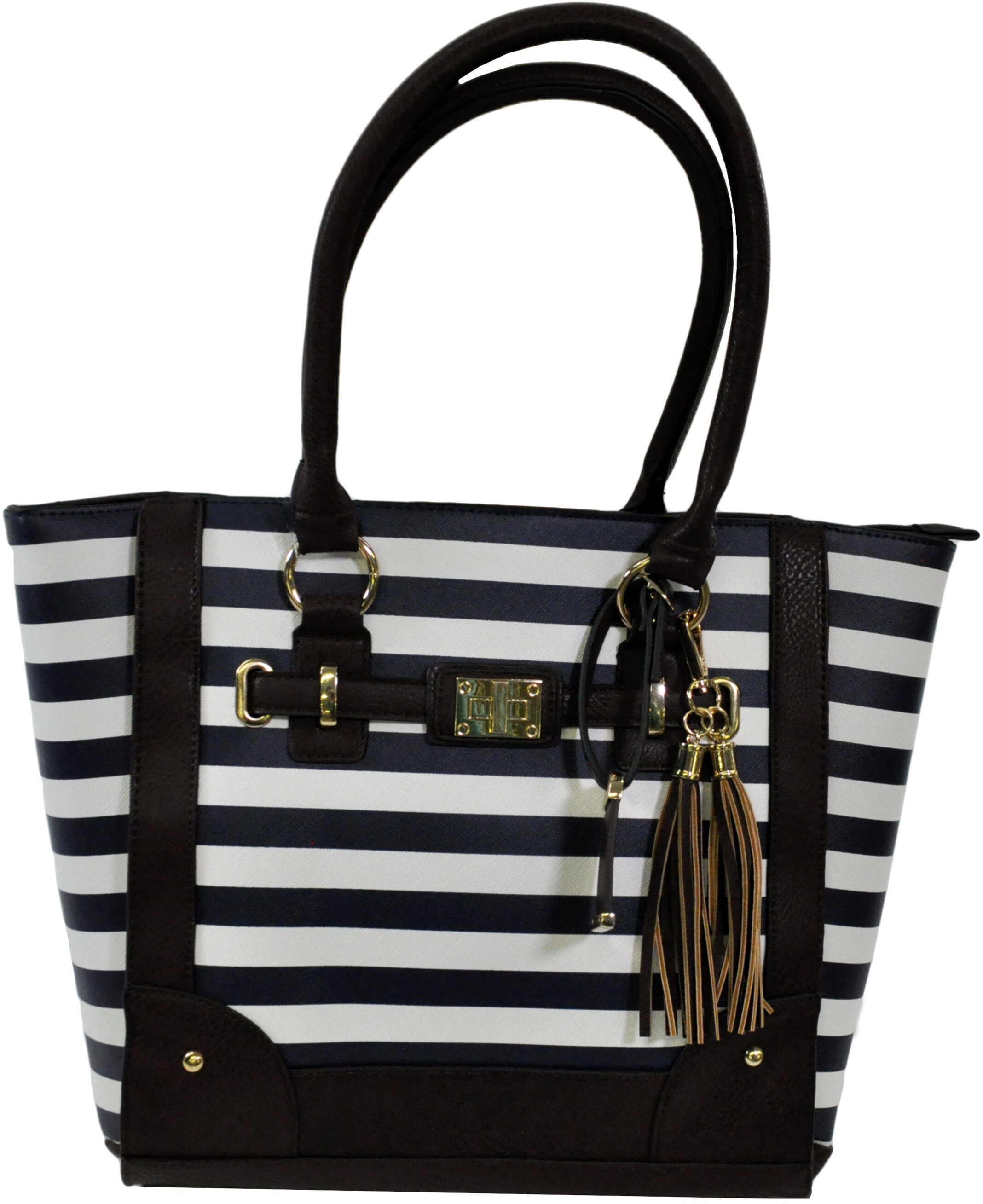 Bulldog Concealed Carrie Purse Tote Style Navy Stripe