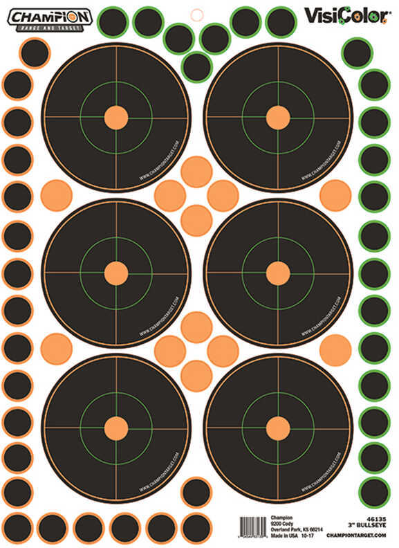 Champion Targets 46135 VisiColor Adhesive 3" Bullseye 5PK