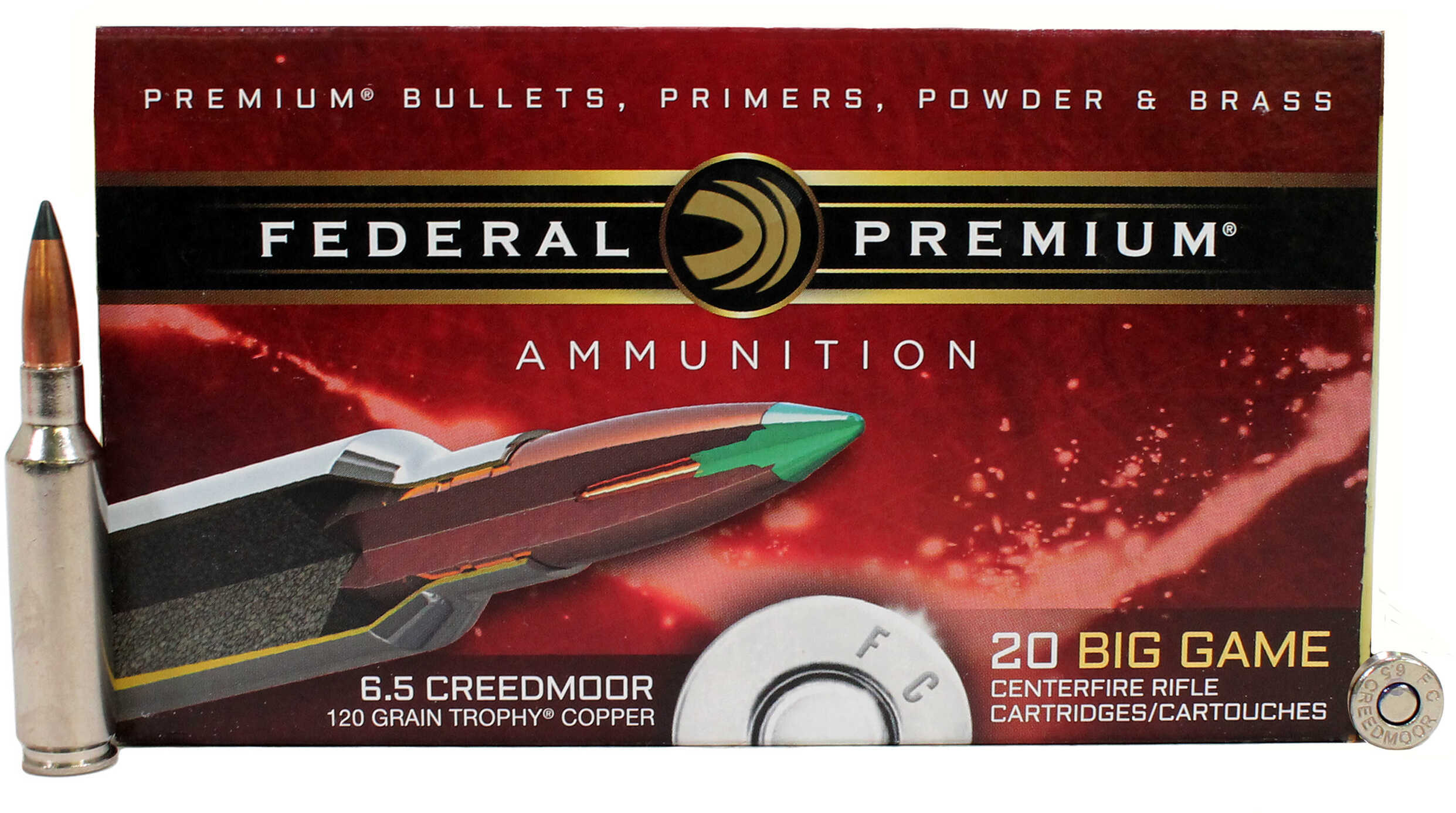 6.5 Creedmoor 20 Rounds Ammunition Federal Cartridge 120 Grain Ballistic Tip