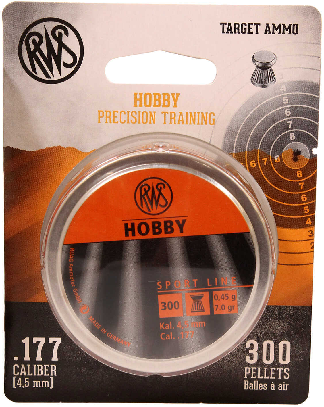 RWS Hobby Sport Line Pellets, .177 Caliber, Per 300 Md: 2317400