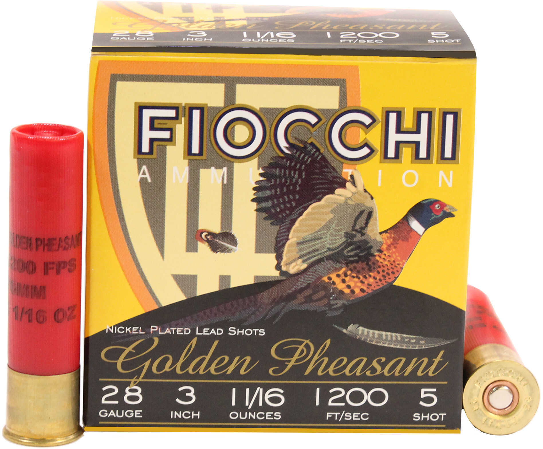 28 Gauge 25 Rounds Ammunition Fiocchi Ammo 3" 1 1/16 oz Nickel Plated #5