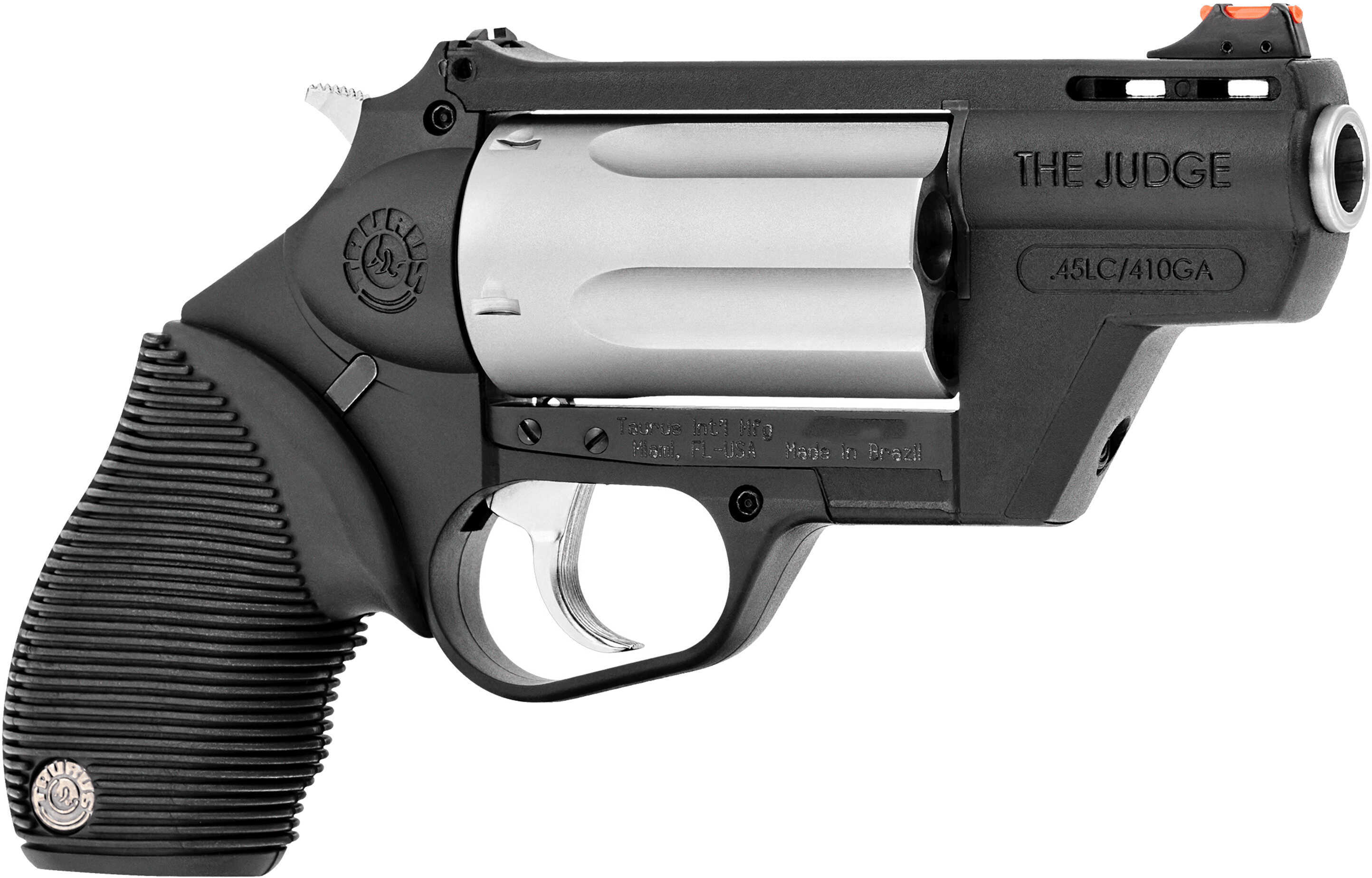 Taurus Judge Public Defender 45 Colt / 410 Gauge 5 Round 2.50" Barrel Matte Stainless Cylinder Black Polymer Frame Fiber Optic Front Sight