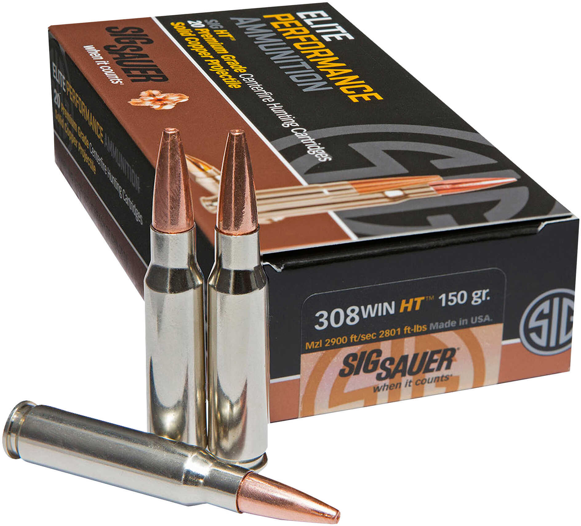 308 Winchester 20 Rounds Ammunition Sig Sauer 150 Grain Lead Free