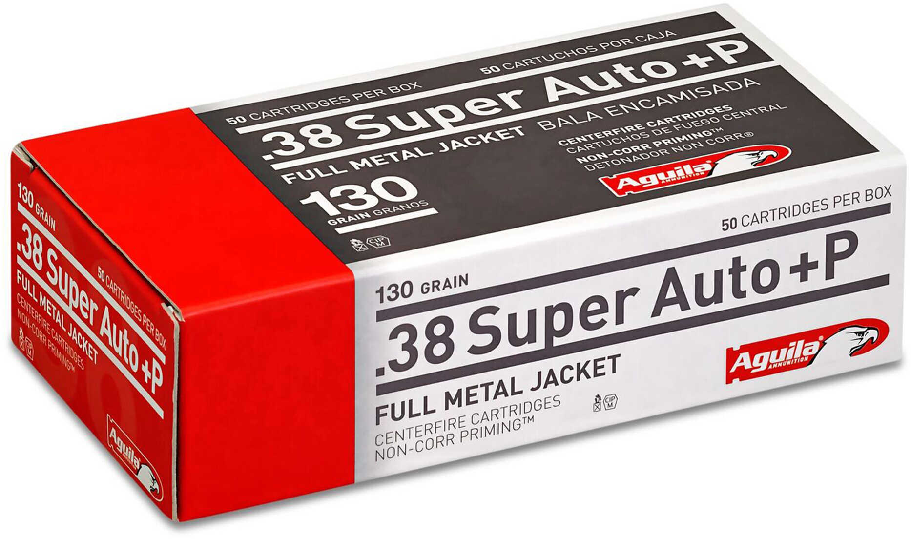 38 Super Automatic 50 Rounds Ammunition Aguila 130 Grain Full Metal Jacket