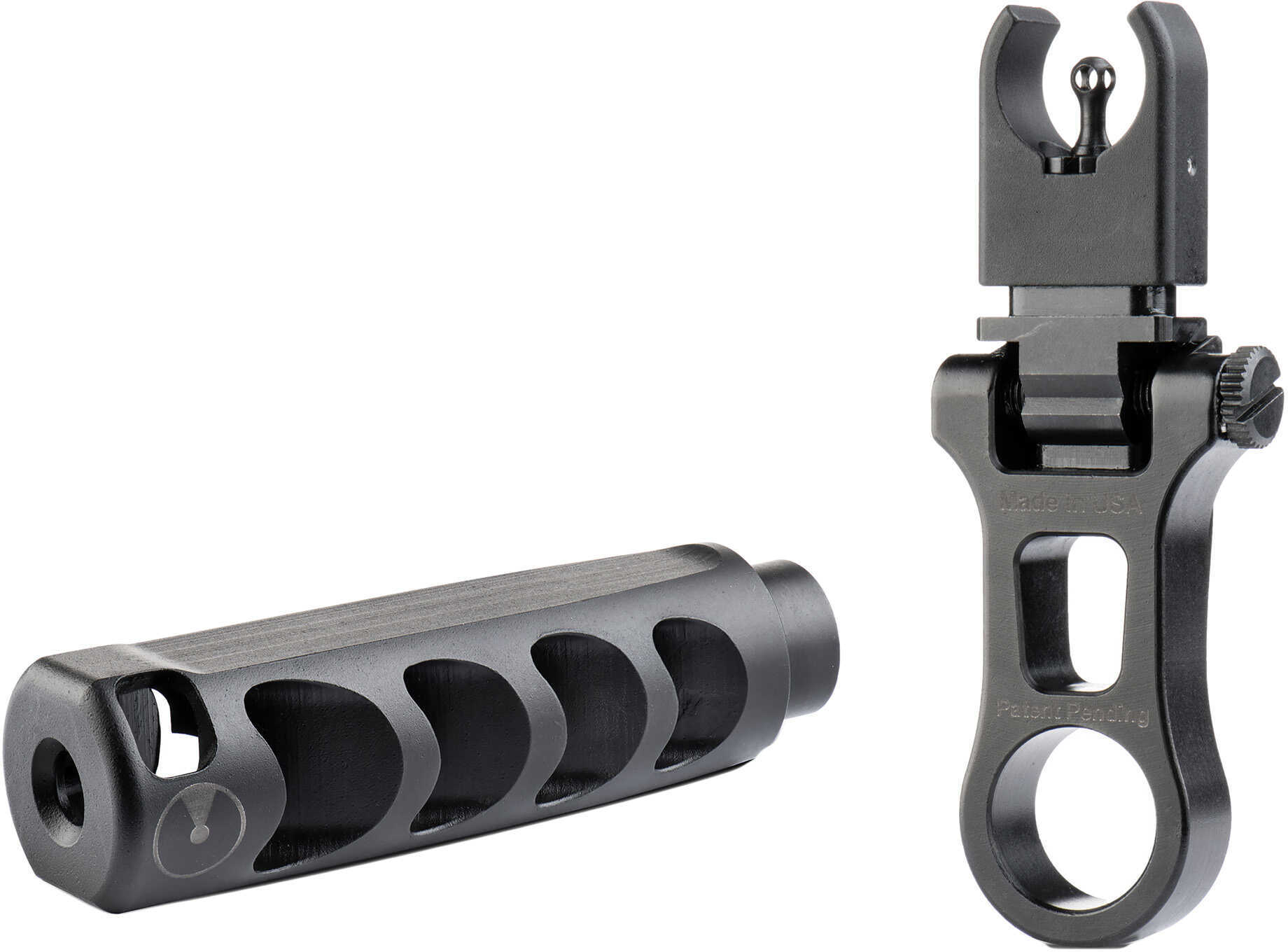 Ultradyne C4 Muzzle Device Combo Dynamount Flip-Up Front Sight Apollo Brake AR-15 1/2"-28 Black