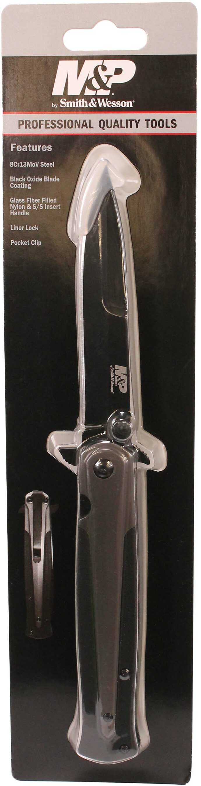 S&W Knife M&P Dagger 4" Blade Liner Lock Black with Pocket Clip-img-1