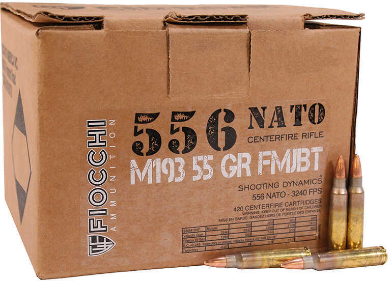 5.56mm Nato 420 Rounds Ammunition Fiocchi Ammo 55 Grain Full Metal Jacket