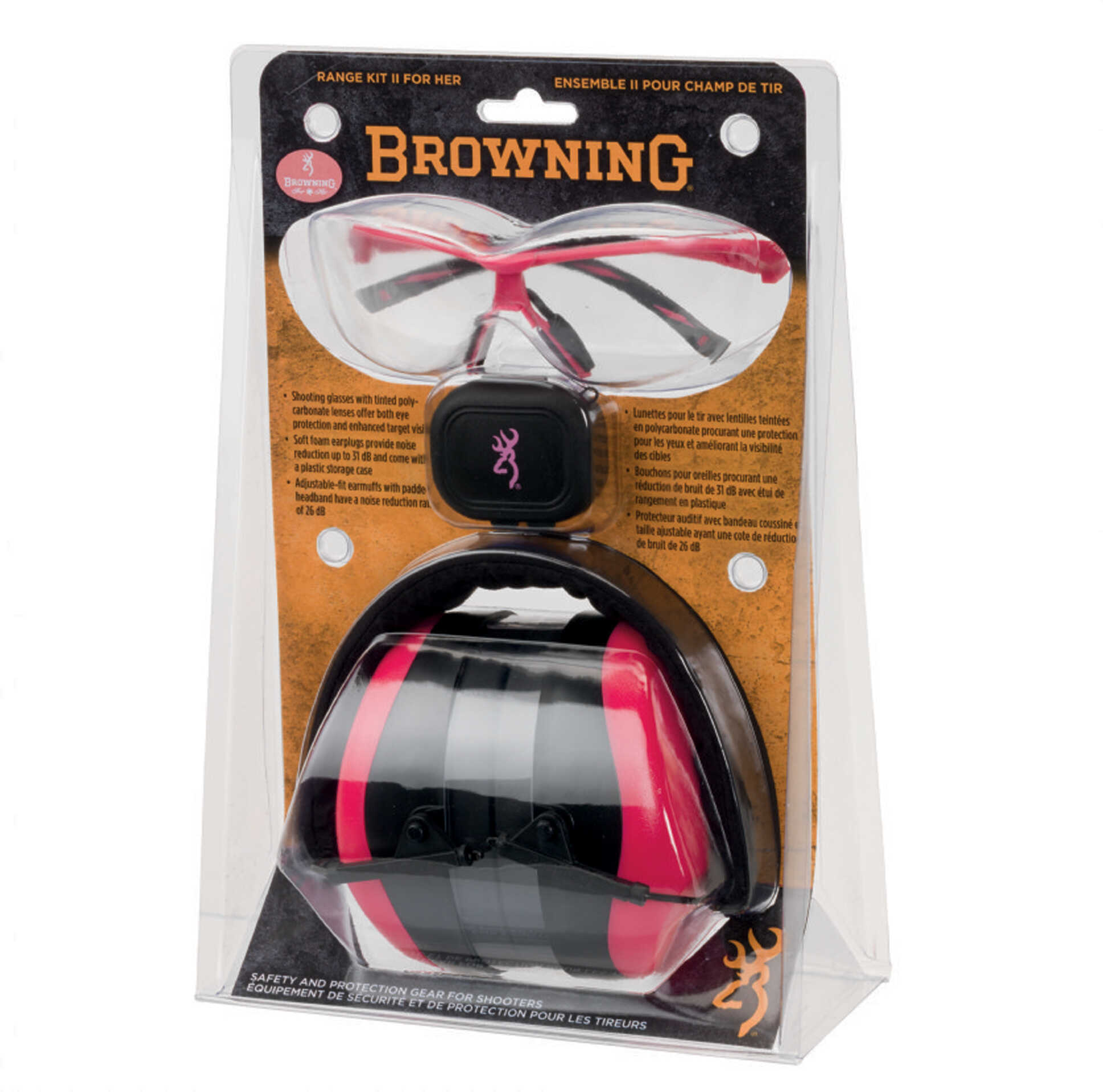Browning Hearing Protection Range Kit II For Her, Black & Hot Pink