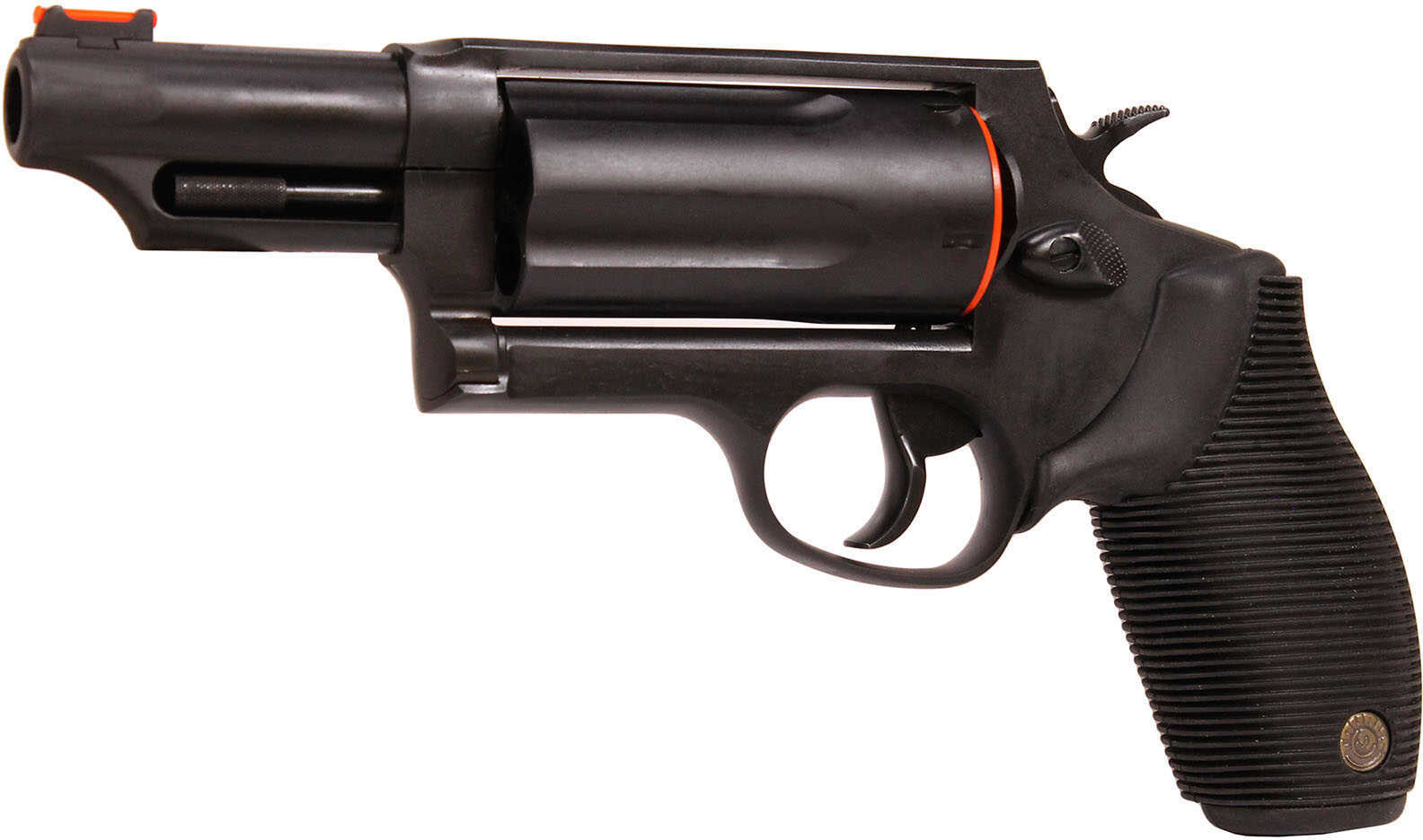 Taurus Judge Magnum 45 Colt (LC) Caliber or 2.50/3" 410 Gauge with 3" Barrel 5 Shot Cylinder Overall Matte Black Oxide Finish Steel Black Ribber Grip & Fiber Optic Front Sight