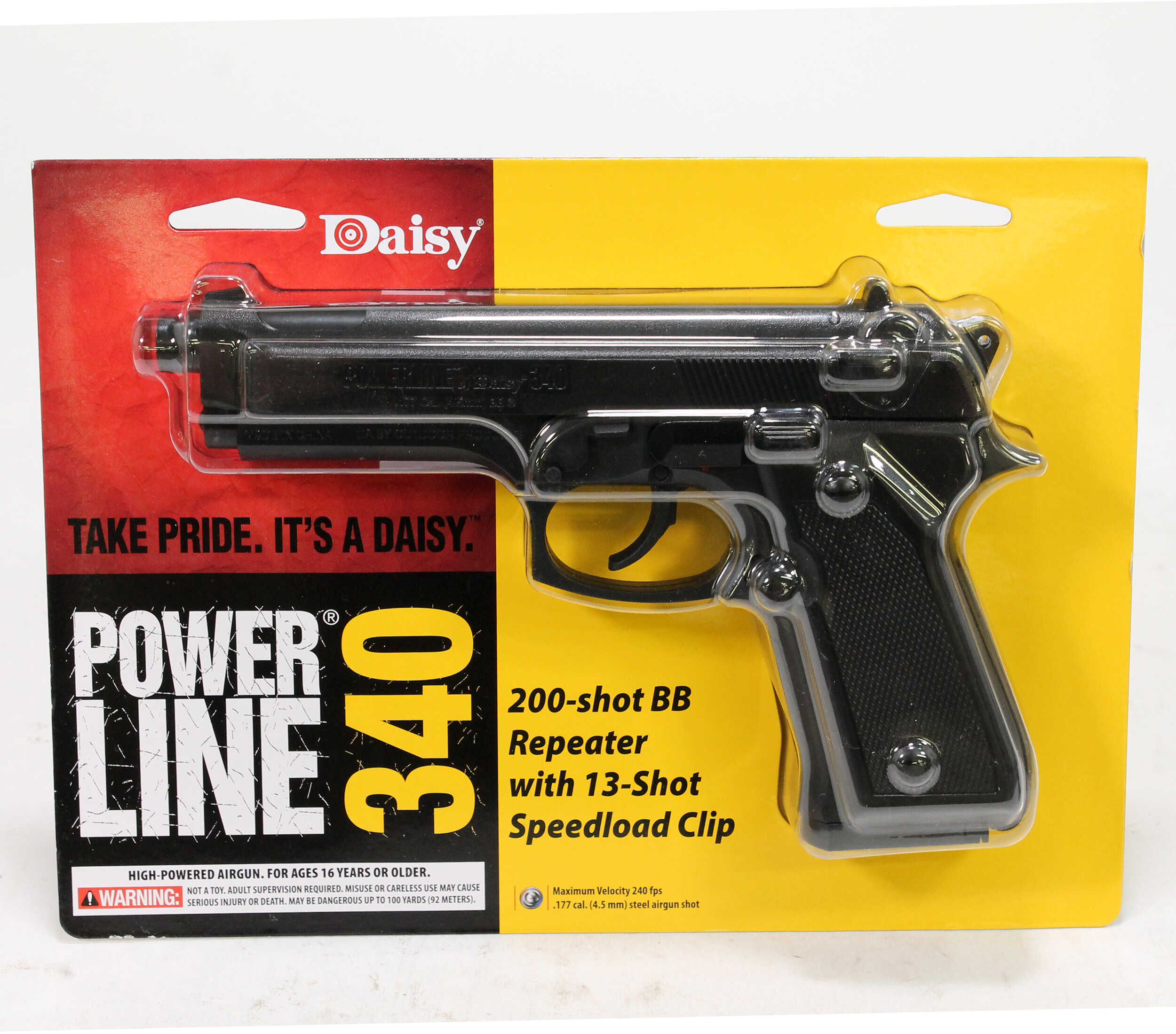 Daisy Outdoor Products PowerLine Model 340 Air Pistol Spring .177 BB 200 Rounds 240 fps Black 0340