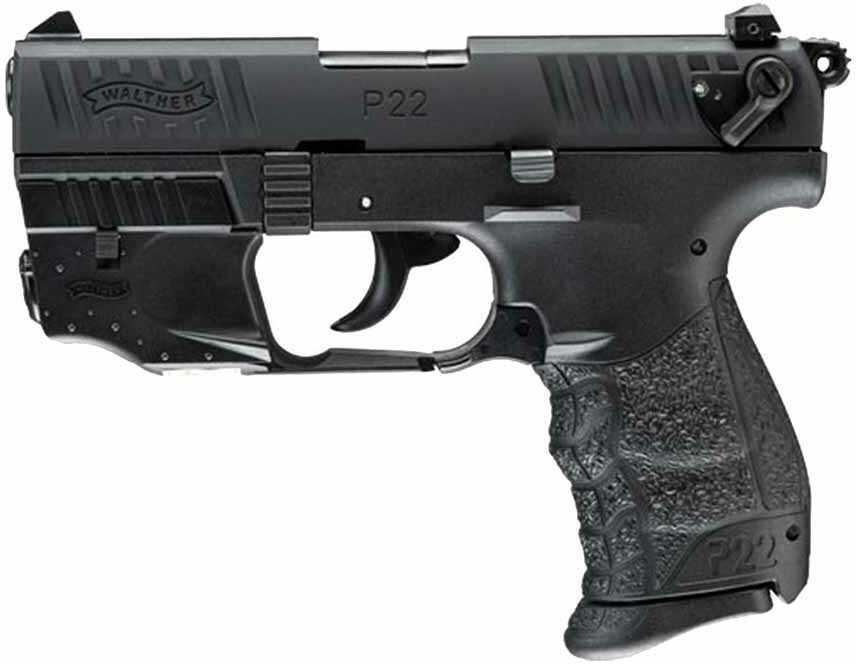 Walther Arms P22 Q Semi Automatic Pistol 22 LR 3.42" Threaded Barrel 10 Round Black Frame / Nickel Slide