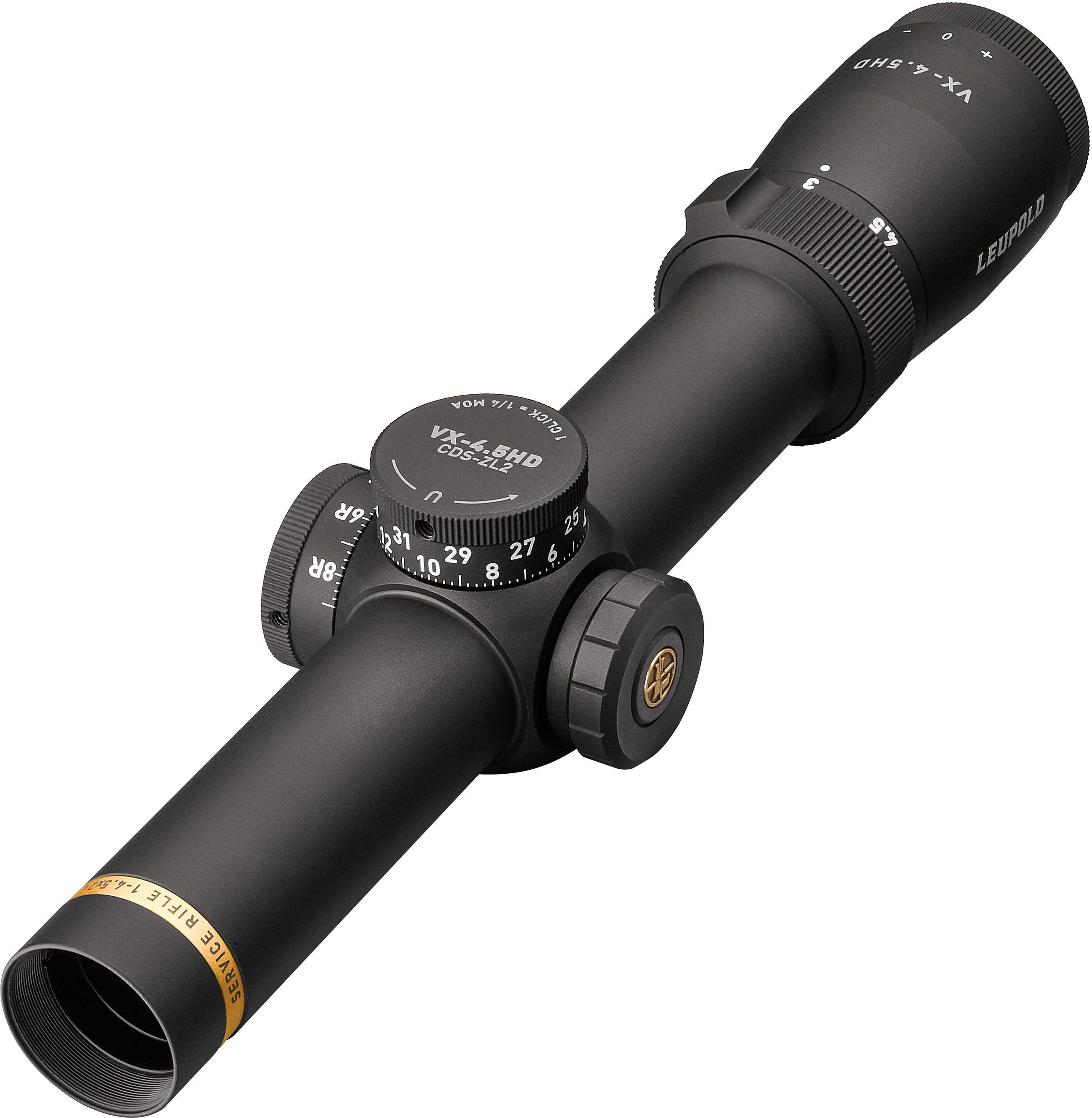 Leupold VX-4.5HD Service Rifle Scope 1-4.5x24mm, 30mm Main Tube, FireDot Bull-Ring Reticle, Matte Black