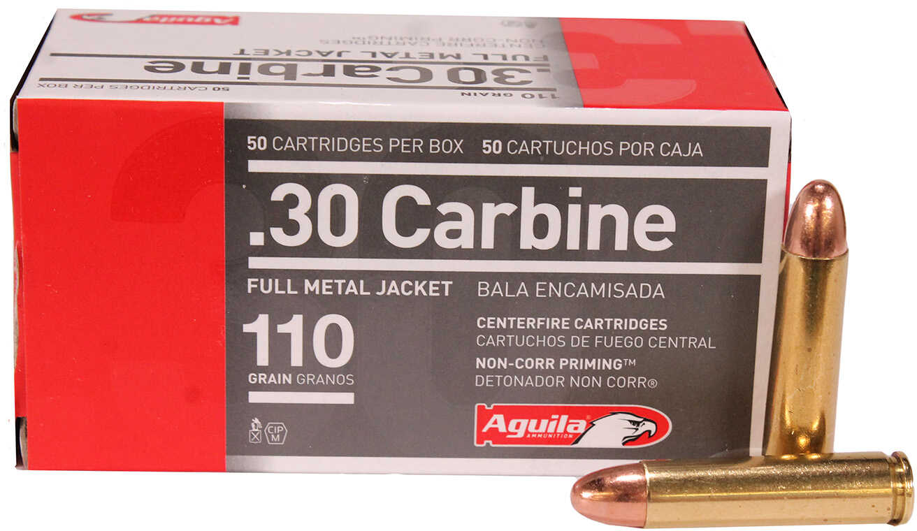 30 Carbine 50 Rounds Ammunition Aguila 110 Grain Full Metal Jacket