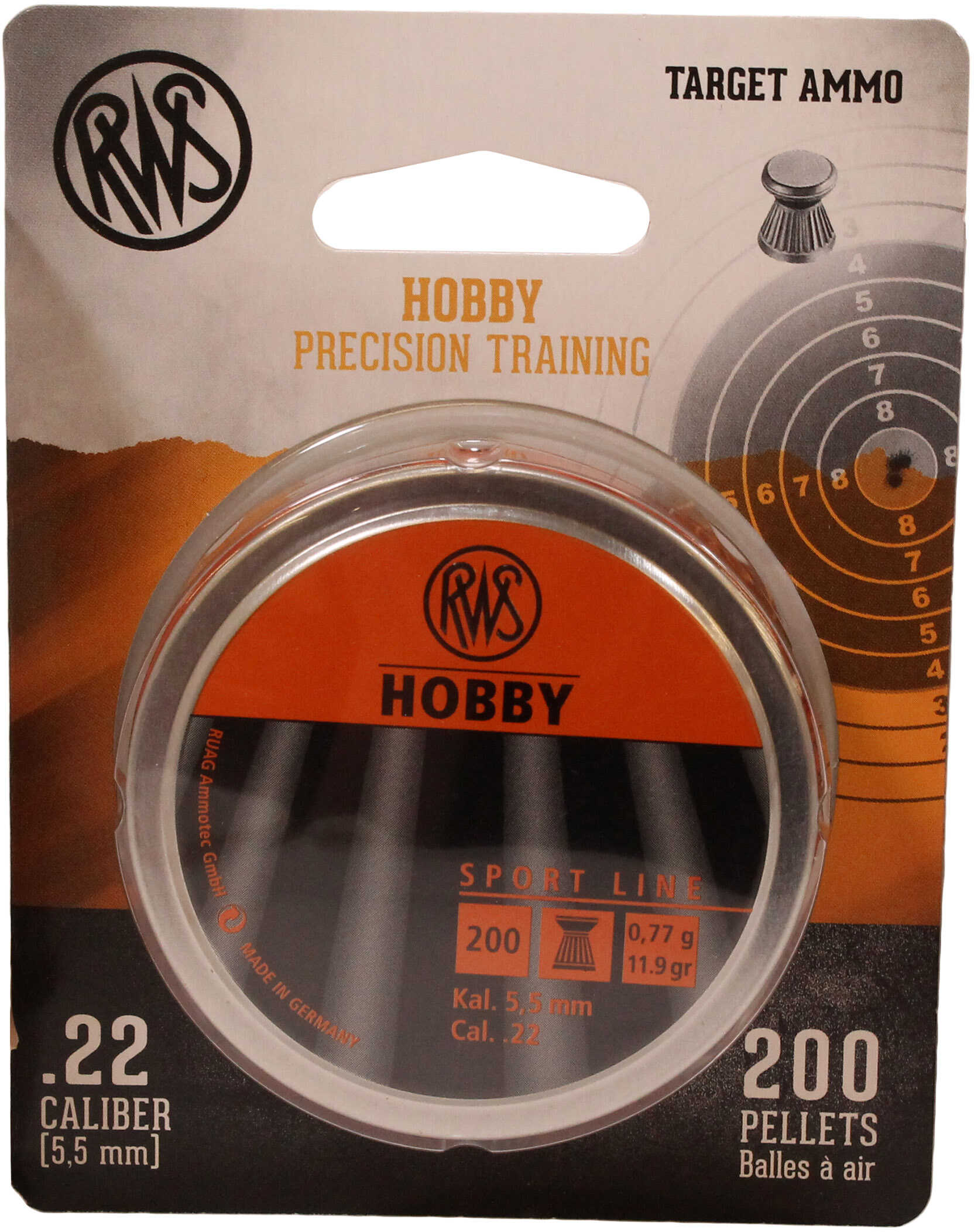 RWS Pellets .22 Hobby 11.9Gr. Sport Line 250-Pack