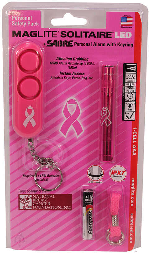 Maglite Solitaire LED Flashlight & Sabre Personal Alarm