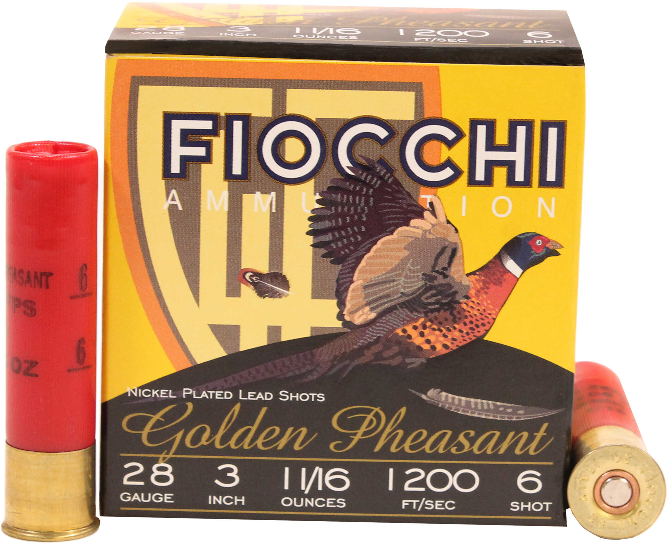 28 Gauge 25 Rounds Ammunition Fiocchi Ammo 3" 1 1/16 oz Nickel Plated #6