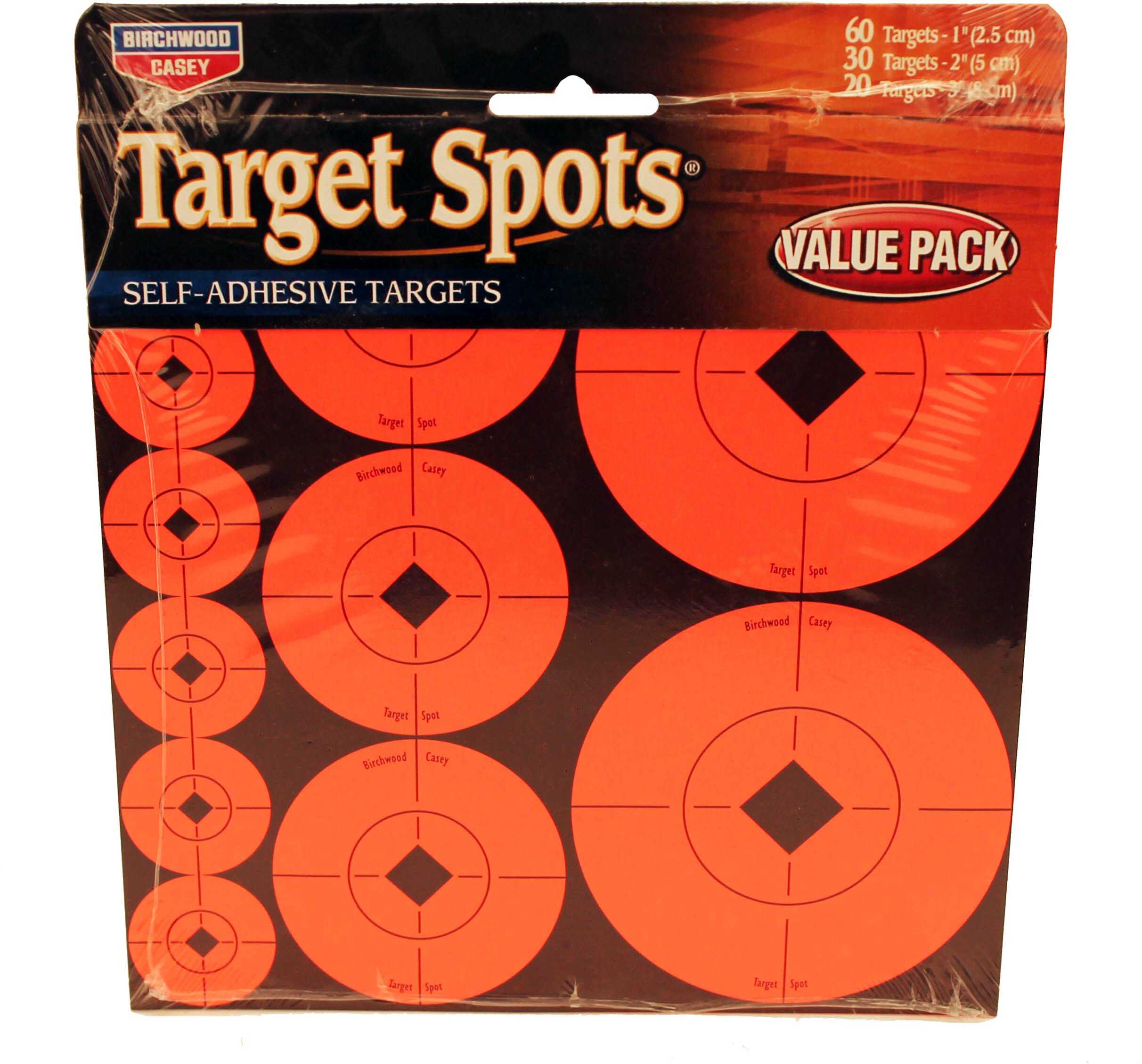 Birchwood Casey Target Spot Assortment 1" 2" 3" Round 60-1" 30-2" 20-3" 10/Pack 33928