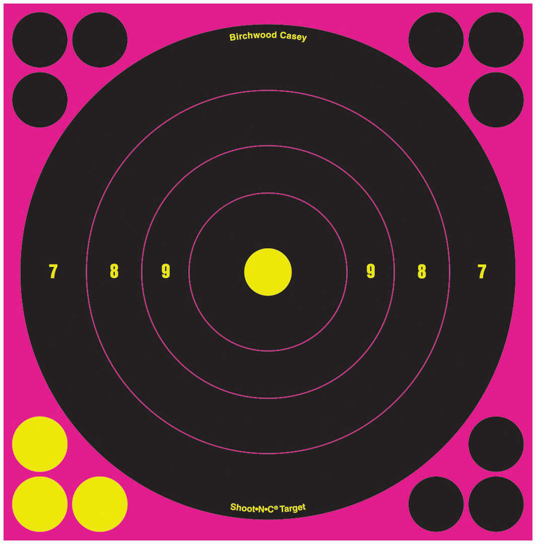 Birchwood Casey Shoot•N•C Pink 8" Bull's-eye Target- 6 Pack 34808