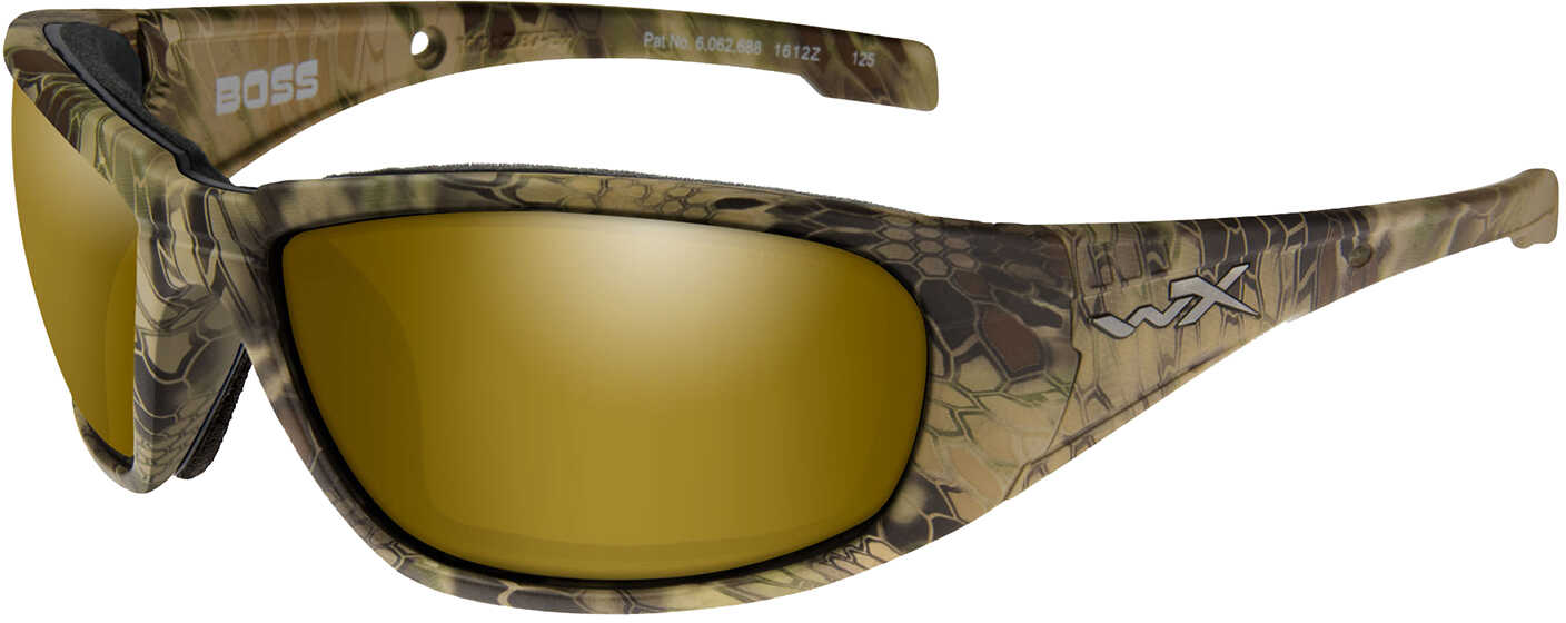 Wiley X WX Boss Sunglasses Kryptek Highlander Frame, Polarized Venice Gold Mirror Lens
