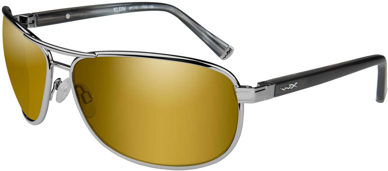 Wiley X WX Klein Sunglasses Gunmetal Frame, Polarized Venice Gold Mirror Lens