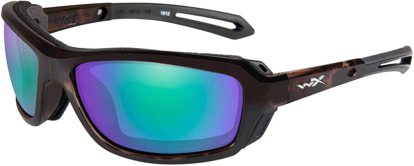 Wiley X WX Wave Sunglasses Gloss Demi Frame, Polarized Emerald Mirror Lens